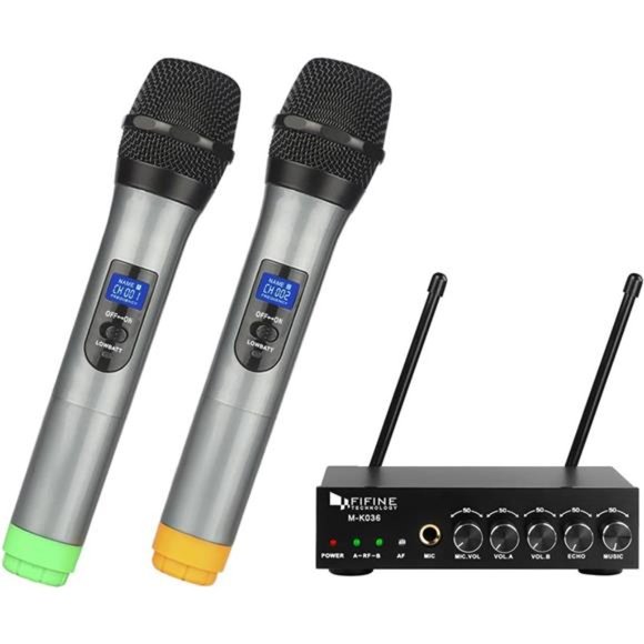 Dual Channel Wireless Handheld Microphone, Easy-to-use Karaoke Wireless